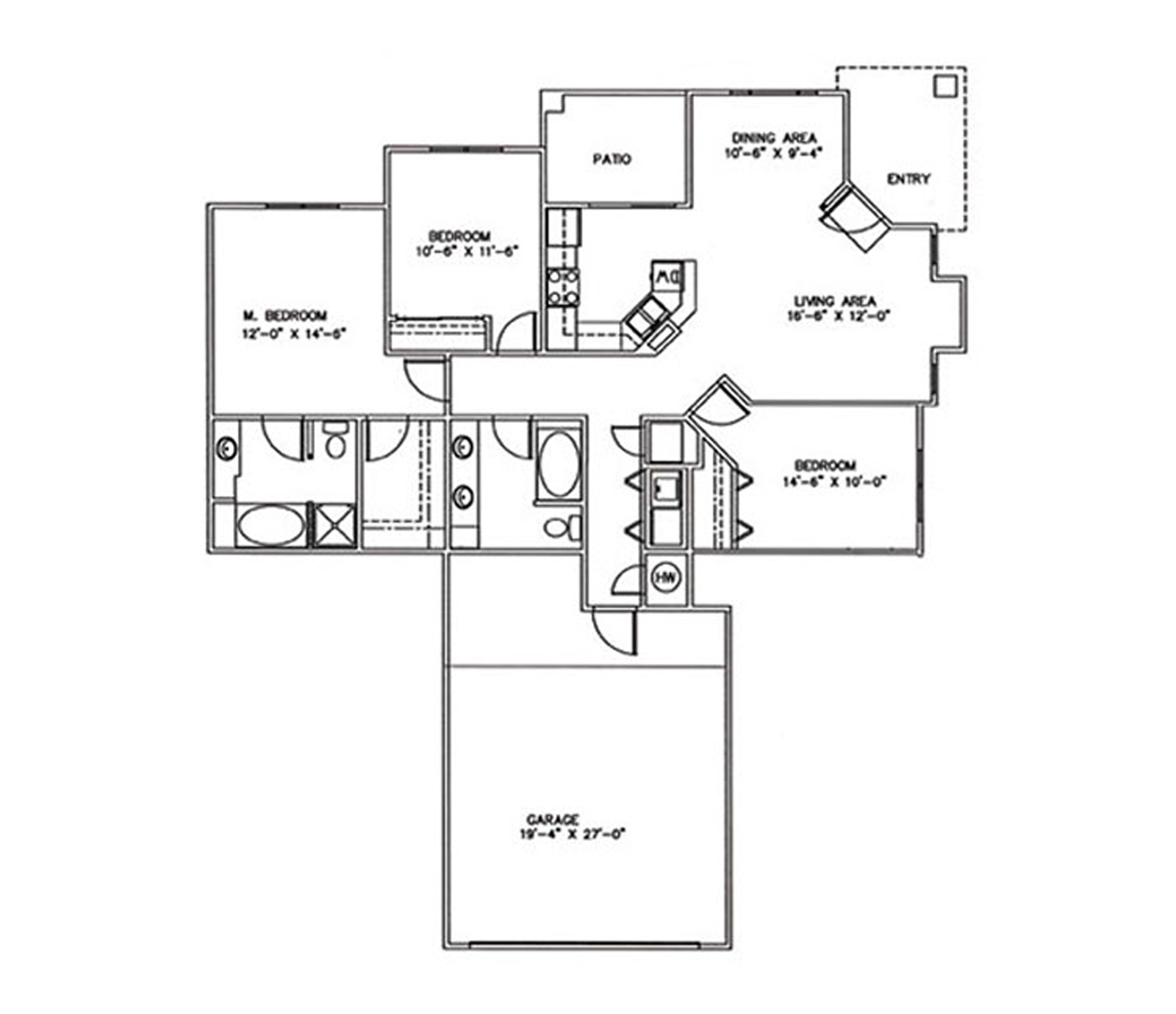Plan 1332 3 Bedrooms, 2 Baths, 2 Car Garage
