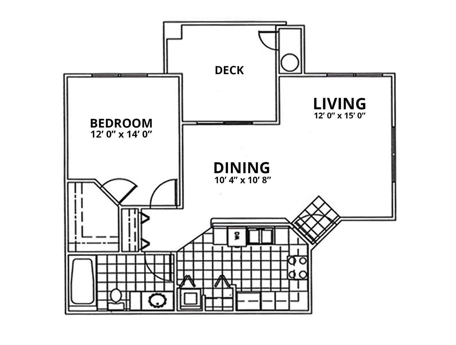 Plan 790 1 Bed; 1 Bathroom